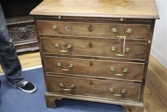A small George III mahogany chest with brushing slide, W.76cm, D.45cm, H.81cm